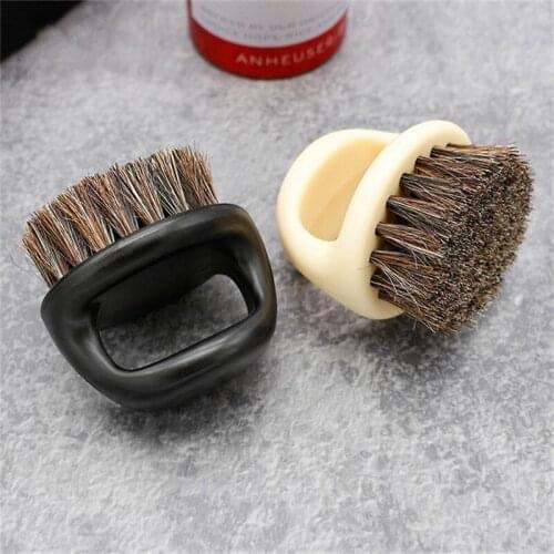 Pro Hairdresser Dust Brush Anti Static Boar Bristle Ring Beard Comb Salon Hair Sweep Brushes Shaving Facial Mens Mustache Brush