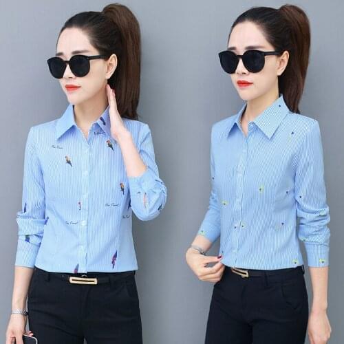 Plus Size 4XL 5XL 2020 Summer New Women Shirts Printed V-Neck Turn-Down Collar Slim Office Lady Elegant Shirts Outwear Tops