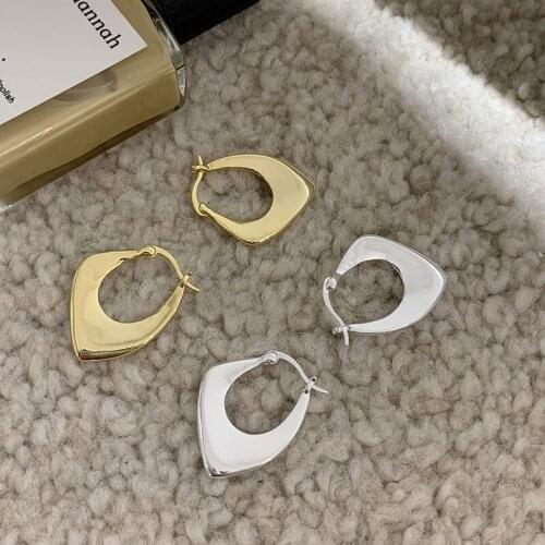 VENTFILLE 925 Sterling Silver Metal Irregular Hoop Earrings For Women 2021 New Fashion High-End Earrings Women
