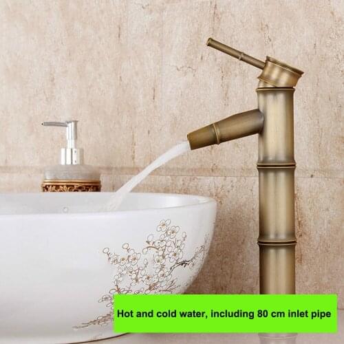 Kitchen Faucet Pure Copper Hot And Cold Water Imitation Bamboo Basin Faucet, Imported Spool And PVD Vacuum Plating