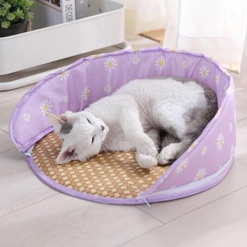 Pet products house cats carpet litter lounger dog self cooling mat cat sleeping bed accessories Summer round shape cooling pad