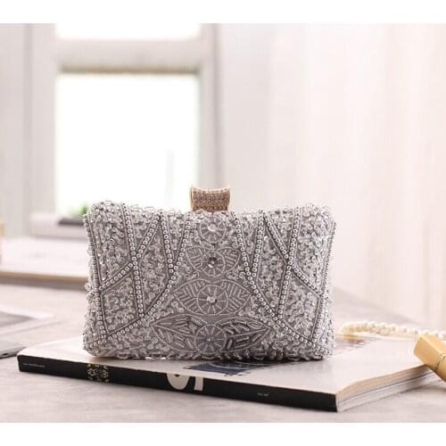 Vintage Style Beaded And Sequined Evening Clutch Bags Wedding Party Handbag
