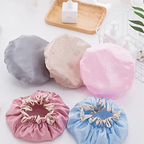 Waterproof Women Shower Cap Satin Beanie Hair Bonnet Bath Accessories Shampoo Multiple Shower Caps Bathroom Set Dust-proof U3