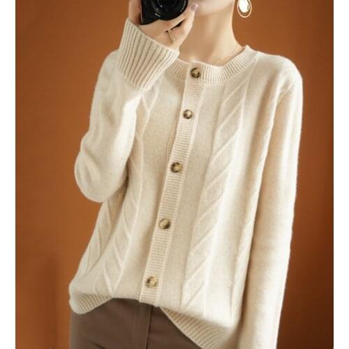 2021 Autumn Winter Women Casual O Neck Knitted Cardigan Female Chic Long Sleeve Button Cardigan Ladies Fashion Solid Sweater