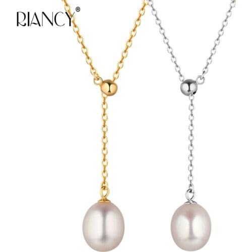 New Pearl Necklace Natural Freshwater adjustable Pearl Pendant Necklace 925 Sterling Silver Jewelry For Women Gift