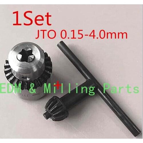 1Set CNC Drill Machine Part Spanner Drill Chuck JTO 0.15-4.0mm + Wrench For EDM Drilling Machine