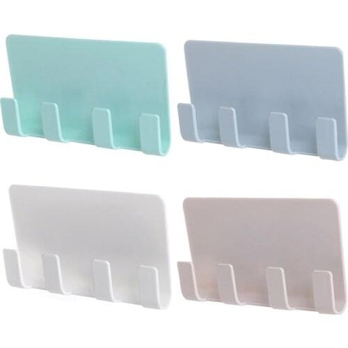 1 PCS Mobile Phone Wall Charger Bracket Sticky Charging Stand Hanger Bracket 4 Hooks Mobile Phone Charging Stand Storage Hanger