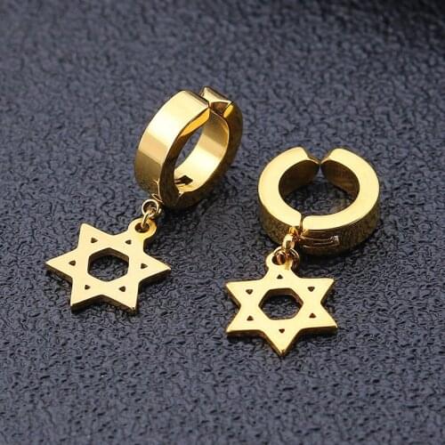 1Pc The Latest Hexagram Titanium Steel Flat Non-piercing Stainless Steel Round U-shaped Double-sided Spiral False Earrings