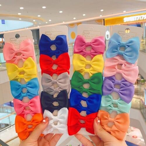 2/10 Pcs/set Children Cute Grosgrain Ribbon Bows Ornament Hair Clips Baby Girls Colorful Hairpins Kids Sweet Hair Accessories