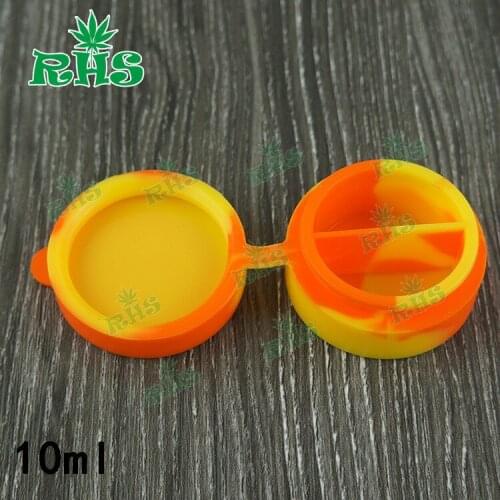 2017 RHS factory price Hot Sale Cured 10ml Round Shape Silicone Jars Dab Wax Container 10pcs free shipping