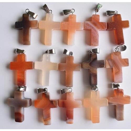 2020 fashion Natural red onyx cross charms pendants for jewelry making good quality wholesale 50pcs/lot free shipping