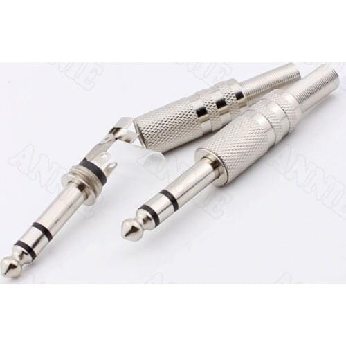 30pcs/lot Metal 6.5 Plug 3 Pin / 6.35 Amp Plug / Microphone Plug / Guitar Plug