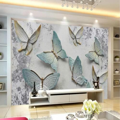 3D Wallpaper for Walls 3D butterfly embossed decorative painting Home Decoration wallpapers mural