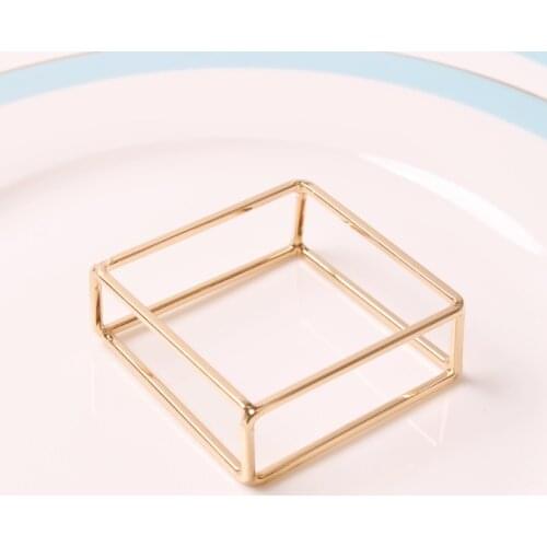 6PCS Geometric Napkin Ring Hollow Square Napkin Ring Golden Napkin Square Frame Napkin Buckle Frame Napkin Ring