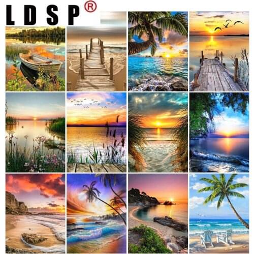 LDSP Home Decor 5D Diy Diamond Painting Cross Stitch Sunset Evening Landscape Full Square/Round Drill Inlay Diamond Embroidery