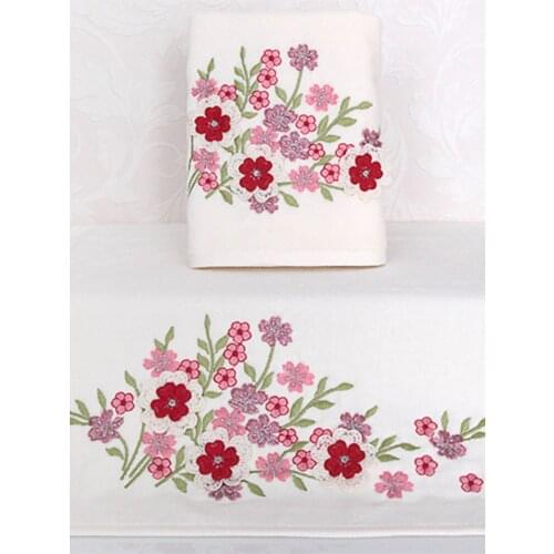 Kitchen Bathroom Velvet Embroidered Towel Set of 1 for Hand & Face Famous 100% Turkey Cotton Fabric 50*90 cm Motif Towel
