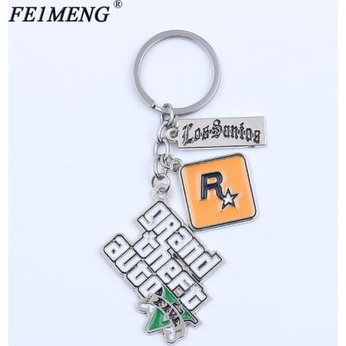 PS4 GTA 5 Game keychain Grand Theft Auto 5 Key Chain For Fans Xbox PC Rockstar Key Ring Holder 4.5cm Llaveros Men Women Trinkets
