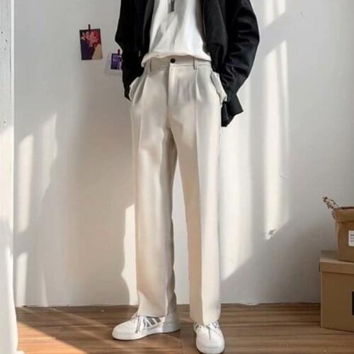 Summer Thin Casual Pants Mens Fashion Gray Khaki Black Suit Pants Men Korean Loose Straight-leg Dress Pants Mens Trousers S-4XL