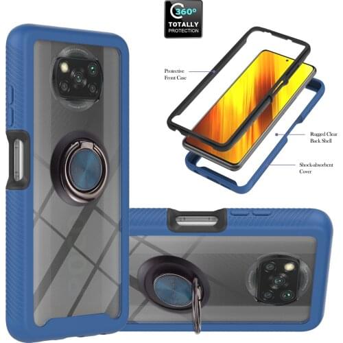 For Xiaomi POCO X3 NFC X3 Pro M3 Case Hard PC HD Transparent With Ring protective back Cover Case for Xiaomi Mi 10T Pro 10T Lite