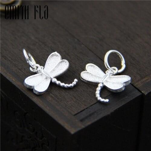 Emith Fla 100% 925 Sterling Silver Animal Butterfly Small Pendants Fit Bracelet Vintage DIY Necklace Pendant Jewelry Accessories