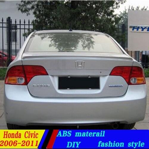 Use for honda 2006-2011 model civic spoiler High Quality ABS Material Car Rear Wing Primer Color spoiler for civic lip spoiler