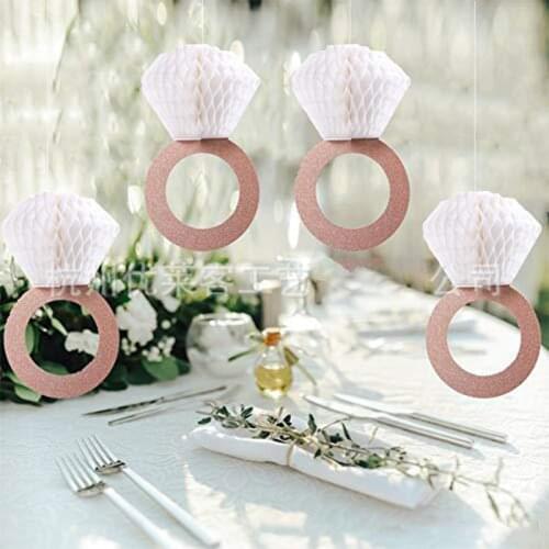 Honeycomb Diamond Ring Pull Flower Rose Gold Diamond Ring Wedding Window Decoration Hanging Decoration Pull Flower