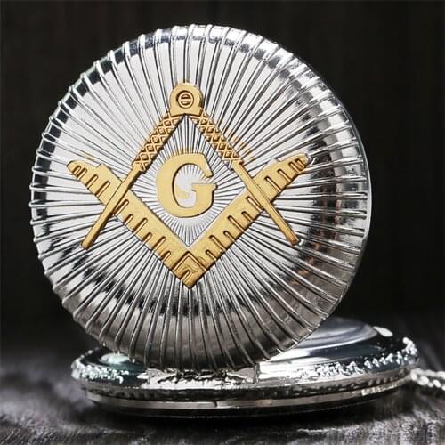 Masonic Freemasonry Theme Souvenir Collection Retro Necklace Pendant Quartz Pocket Watch Best Gifts for Freemason