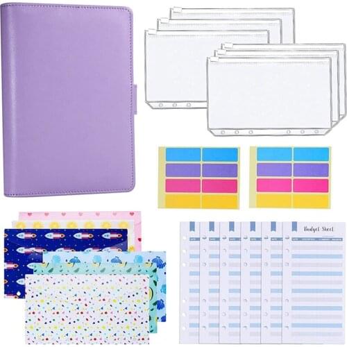 A6 Budget Binder 12 Patterns Budget Money Envelopes with 12 Expense Budget Sheets & Self-Adhesive Label