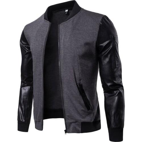 New Men Veste Zipper brand Jacket Casual Trend dropshipping Fashion Homme moto Bomber Fit leather sleeves Mens Jacket plus 3XL