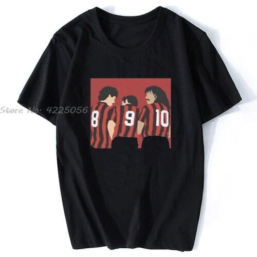 Tops Tee Men Cotton T Shirt Trio Dutch Van Basten Gullit Rijkaard Milan Years 80 T-Shirt Streetwear Casual