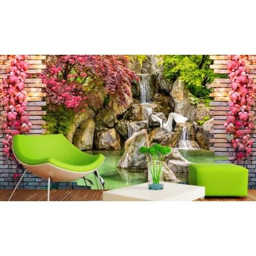Customize 3D wallpaper mural Flower vine waterfall 3D photo wallpaper for home soundproof wallpaper home decor modern