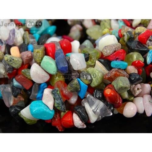 Natural Randomly Mixed Gems stone 5-8mm Freeformed Chip Beads 35'' for Jewelry Making Crafts 5 Strands/Pack