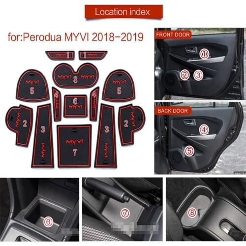 For Perodua Myvi 2018-2019 MYVI Gate slot Mats Non-slip Mat Interior Door Pad Pack of 13pcs