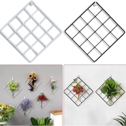 Nordic Minimalist Artificial plant wall decoration Grid Panel Wall Decor Jewelry Organizer Photo Frame Home Bedroom Crafts Decor