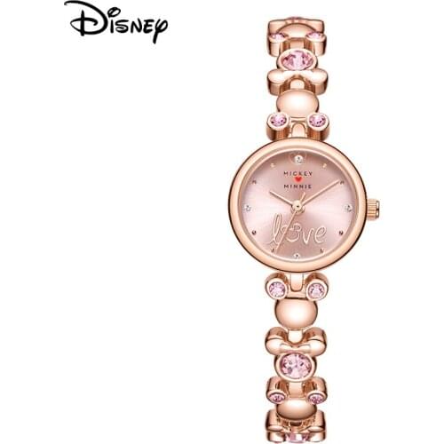 Disney Official 2020 New Arrival Women Fashion Casual Metal Quartz Wristwatches Sun Pattern Rhinstone Tiny Clock Gilrs Gift Time