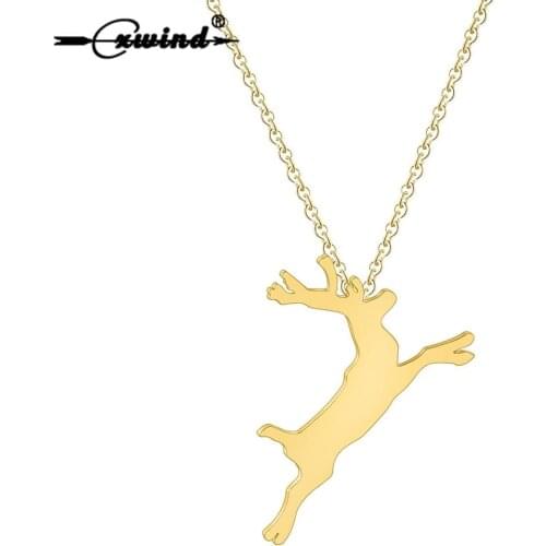Cxwind Fashion Women Deer Necklace Antler Pendant Cute Animal Choker Necklaces Collar Stainless Steel Jewelry Christmas Gift