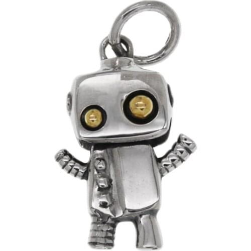 BOCAI New solid 100% s925 silver jewelry cute robots dolls, swingable pendants Man and Woman couples pendants