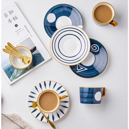 Afternoon Cups and Saucers Nordic Home Flower Cups Ceramic Coffee Milk Cups Underglaze Colors Coffee China Cups Kitcheware