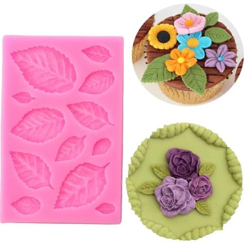 Leaf Shaped Silicone Press Mold Leaves Cake Decoration Fondant Cookies Tools Chocolate Silicone Mould Gumpaste Candy Clay Molds