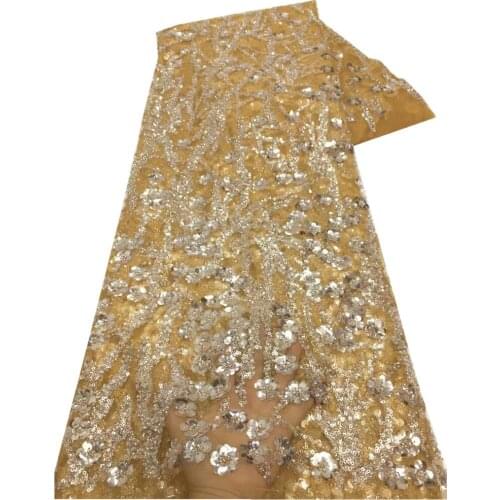 SJ Lace African French Sequins Lace Fabric 2021 High Quality Lace Lace Fabric Nigerian Tulle Mesh Lace Fabrics For Wedding x4-44