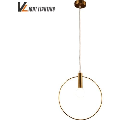 Modern Pendant Light For Lobby Dining Room single ring Arts Decoration lighting metal Gold hanging Pendant Lamp lights