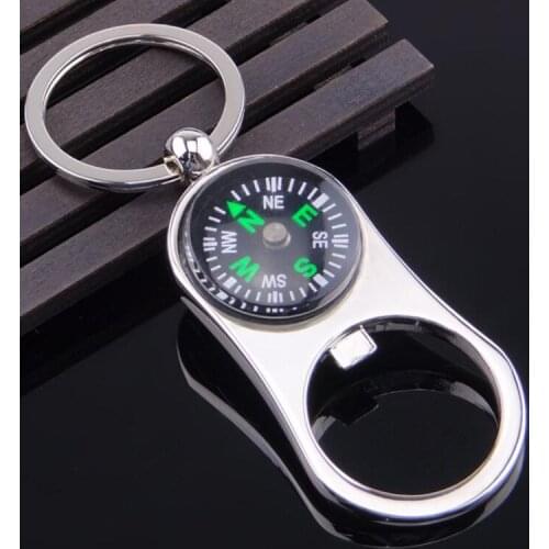 Outdoor Compass Wine Beer Bottle Opener with Metal Key Ring Chain Bar Tool Party Gifts LX8326