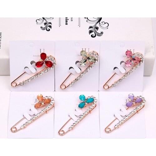 Luxury Crytsal Flower Multi Color Pin Brooches For Women Vintage Large Rhinestone Sweater Collar Lapel Buckle Clips Jewelry