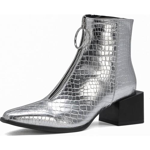 Snake Print Western Cowgirl Boots Faux Leather Cowboy Goth Ankle Boots for Women Wedge High Heel Boots chunky F-5