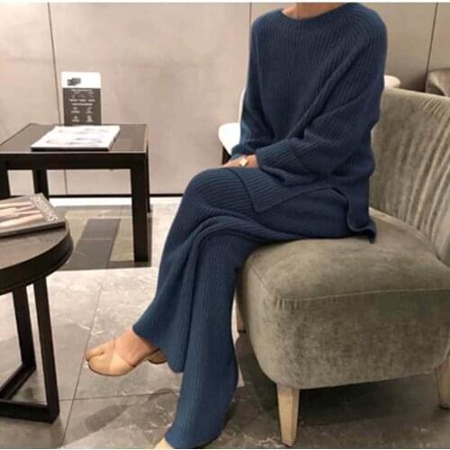 SMTHMA Women Sweater Two Piece Knitted Sets Slim Tracksuit 2020 New Winter Warm Fashion Sweatshirts Sporting Suit Female