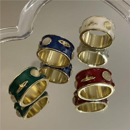 New Ins Personality Colorful Drop Oil Planet Ring Vintage Creative Enamel Planet Rings For Women Girls Fashion Jewelry