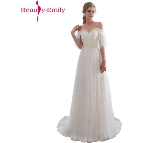 Beauty Emily White Lace Formal Evening Dresses 2019 long Plus Size A-Line Evening Party Dresses Floor-Length Prom Dress Elegant