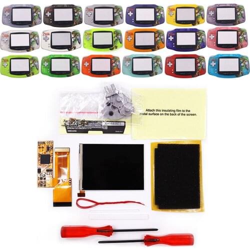 V2 DIY IPS GBA LCD Screen 10 Levels High Brightness Backlight for Nintendo Gameboy Advance Console with Zelda pre-cut housing