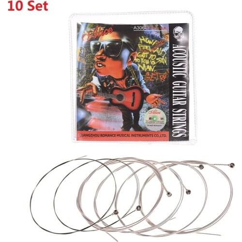 10 Set Alice A306 Acoustic Guitar Strings Guitar String Set Stainless Steel Wire Steel Core Silver-plated Copper Alloy Wound