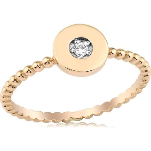 14k Gold Natural Diamond Round Ball Ring PY1567-5